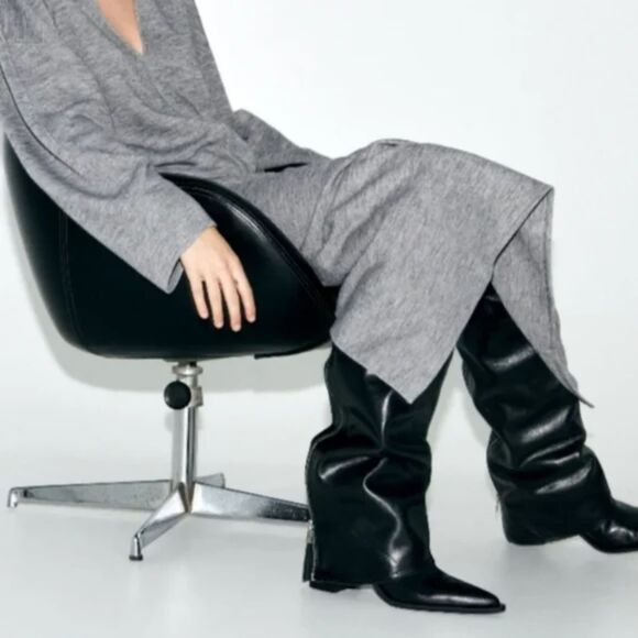 Heather Gray Zara Elastic Waist Pull-on Long Straight Pencil Skirt (NWT) - Picture 2 of 5